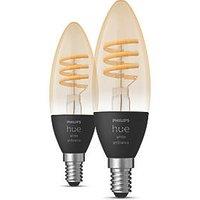 Philips Hue E14 Candle LED Smart Light Bulb 4.6W 350lm 2 Pack (484JC)