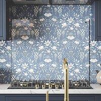 Laura Ashley Clear with Brass Caps Kitchen Splashback 900mm x 750mm x 6mm (484JM)