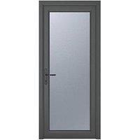 Crystal Fully Glazed 1-Obscure Light Right-Handed Anthracite Grey uPVC Back Door 2090mm x 840mm (484KF)
