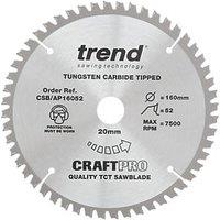 Trend CraftPro CSB/AP16052 Aluminium Plunge Saw Blade 160mm x 20mm 52T (484XG)