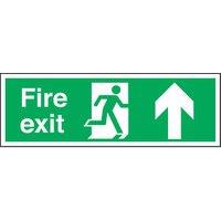 Essentials Non Photoluminescent "Fire Exit" Up Arrow Signs 150mm x 450mm 50 Pack (48536)