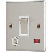 Contactum iConic 20A 1-Gang DP Control Switch & Flex Outlet Brushed Steel with Neon with White Inserts (486RK)