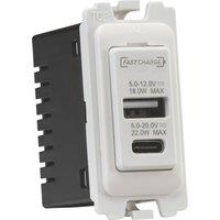 Knightsbridge Grid 1.1A 22W 2-Outlet Type A & C USB Socket White (486YA)
