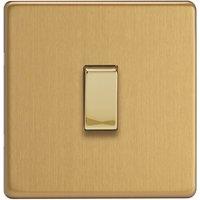 Varilight 10A 1-Gang Intermediate Switch Brushed Brass with Colour-Matched Inserts (486YT)