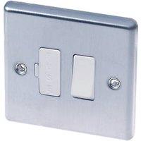 LAP 13A Switched Fused Spur Brushed Stainless Steel with White Inserts (48742)