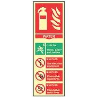 Essentials Photoluminescent "Fire Extinguisher Water" Sign 100mm x 300mm (487FG)