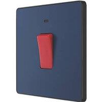 British General Evolve 45A 1-Gang 2-Pole Cooker Switch Blue with LED with Black Inserts (487PY)