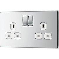 LAP 13A 2-Gang DP Switched Socket Polished Chrome with White Inserts (488KJ)