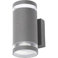 Zink Lens Outdoor Up and Down Wall Light With Photocell Anthracite (488VH)