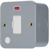 Contactum 13A Unswitched Metal Clad Fused Spur & Flex Outlet with Neon with White Inserts (489RP)