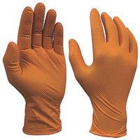 Site Nitrile Powder-Free Disposable Grip Gloves Orange Large 50 Pack (489RR)