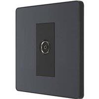 British General Evolve 1-Gang Coaxial TV / FM Socket Grey with Black Inserts (492RF)
