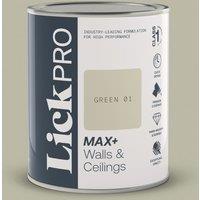 LickPro Max+ 1Ltr Green 01 Matt Emulsion Paint (495TM)