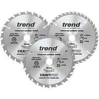 Trend CSB/165/3PK/C Wood TCT Circular Saw Blades 165mm x 20mm 24/40T 3 Pieces (496HT)