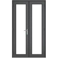 Crystal Anthracite Grey Double-Glazed uPVC French Door Set 2090mm x 1290mm (496JP)