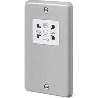 MK Contoura 2-Gang Dual Voltage Shaver Socket 115/230V Grey with White Inserts (496RG)