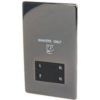 Crabtree Platinum 2-Gang Dual Voltage Shaver Socket 115 / 230V Black Nickel with Black Inserts (5014H)