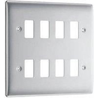 British General Nexus Metal Grid 8-Module Grid Faceplate Brushed Steel (501RF)