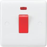 Knightsbridge Curved Edge 45A 1-Gang DP Cooker Switch White with Neon (501YA)