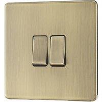 LAP 20A 16AX 2-Gang 2-Way Switch Antique Brass with Colour-Matched Inserts (502PN)