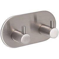 Eclipse 2-Hook Straight Clothes Rail Satin Stainless Steel 96mm x 48mm (5037P)