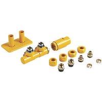 Terma Twins All-in-One Integrated Mustard 50mm Designer Angled H Block Right Thermostatic Radiator Valve & Lockshield (503RH)