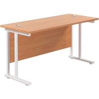 TC Group Aztec Twin Upright Rectangular Office Desk Beech/White 1200mm x 600mm (503TT)