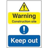 Essentials Warning Construction Site Keep Out Signs 400mm x 300mm 50 Pack (5040T)