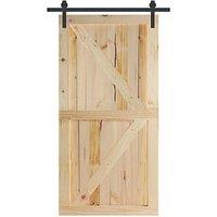 Knotty Unfinished Pine Wooden Horizontal Pattern Internal Sliding Barn Door 2134mm x 970mm (505FA)