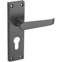 Designer Levers Victorian Fire Rated Long Straight Lever Euro Lock Door Handle Pair Matt Black (505KK)