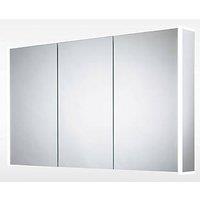 Sensio Ainsley 3-Door Mirrored Bathroom Cabinet & Bluetooth Speaker With 5400lm LED Light Grey Matt 1200mm x 130mm x 700mm (505PE)
