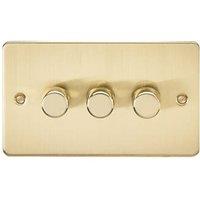 Knightsbridge 3-Gang 2-Way LED Intelligent Dimmer Switch Brushed Brass (505PY)