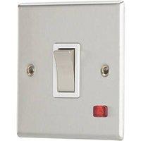 Contactum iConic 20A 1-Gang DP Control Switch Brushed Steel with Neon with White Inserts (505RR)
