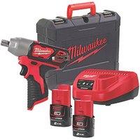 Milwaukee M12 BIW12-202C 12V 2 x 2.0Ah Li-Ion RedLithium Cordless Sub Compact Impact Wrench (506GE)