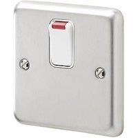 MK Contoura 20A 1-Gang DP Control Switch Brushed Stainless Steel with Neon with White Inserts (507RG)