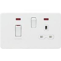Knightsbridge 45A 2-Gang DP Cooker Switch & 13A DP Switched Socket Matt White with LED with White Inserts (509VR)