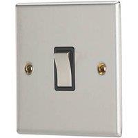 Contactum iConic 10AX 1-Gang 2-Way Light Switch Brushed Steel with Black Inserts (510RR)