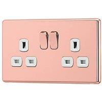 Arlec 13A 2-Gang SP Switched Socket Rose Gold with White Inserts (510RU)