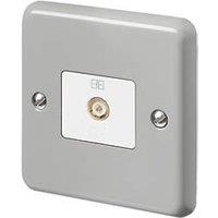 MK Contoura 1-Gang Coaxial TV / FM Socket Grey with White Inserts (511RG)