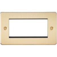 Knightsbridge Flat Plate 4-Module Modular Faceplate Brushed Brass (511YA)