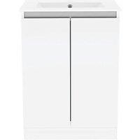 Newland Double Door Floor Standing Vanity Unit with Basin Gloss White 600mm x 450mm x 840mm (512RN)