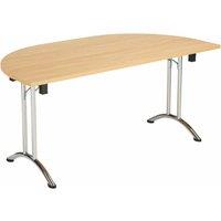 TC Group One Union Semi-Circular Folding Table Nova Oak/Chrome 1600mm x 800mm (512TT)