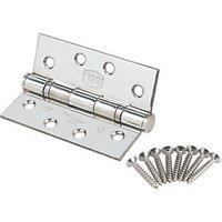 Smith & Locke Polished Chrome Grade 13 Fire Rated Square Ball Bearing Hinges 102mm x 76mm 2 Pack (5134G)