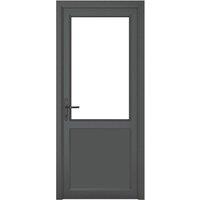 Crystal 1-Panel 1-Clear Light Right-Handed Anthracite Grey uPVC Back Door 2090mm x 920mm (513JP)