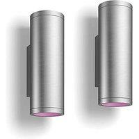 Philips Hue Appear Outdoor LED Smart Up/Down Wall Lights Inox 8W 1180lm 2 Pack (515JA)