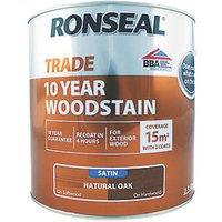 Ronseal 2.5Ltr Natural Oak Satin Water-Based Exterior Wood Stain (515KH)