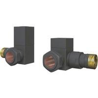 ETAL Swelt 15mm x 1/2" Anthracite Corner Designer Manual Radiator Valve Head & Body 2 Pack (515VV)