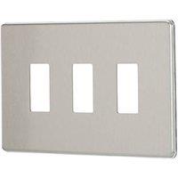 Contactum Lyric 3-Module Grid Faceplate Brushed Steel (516RP)