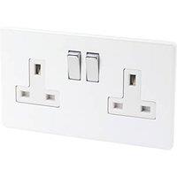 Varilight 13AX 2-Gang DP Switched Plug Socket Ice White with White Inserts (51761)