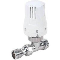 1/2" x 15mm White/Chrome Straight Modern Thermostatic Radiator Valve Head & Body (51768)